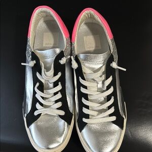 Dolce & Gabbana Silver and Pink Sneakers Sporty Style